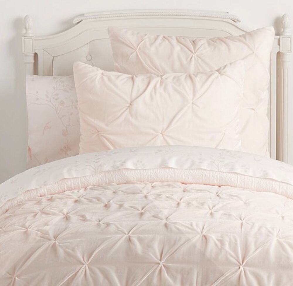 Pottery Barn Kids x Monique Lhuillier Velvet Pintuck Pillow Shams Blush Set of 2